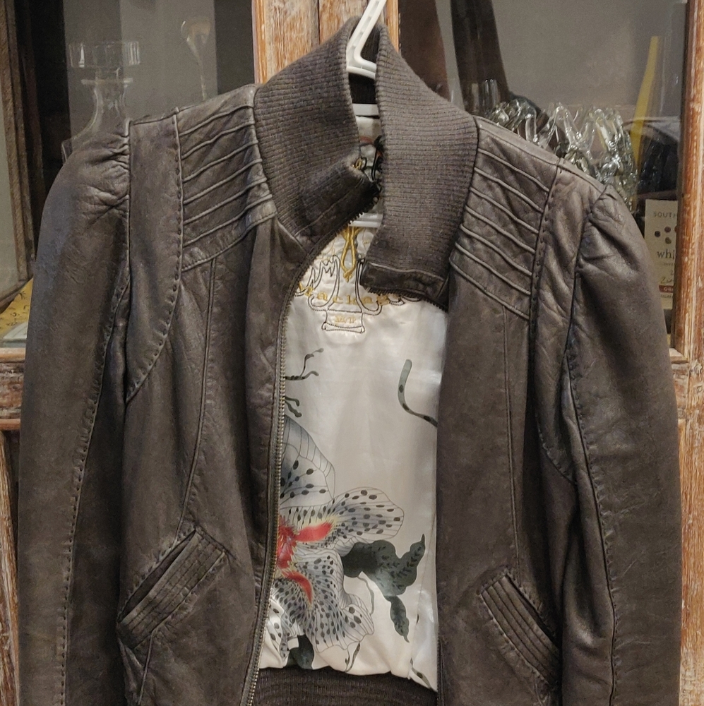 Mackage grey leather jacket